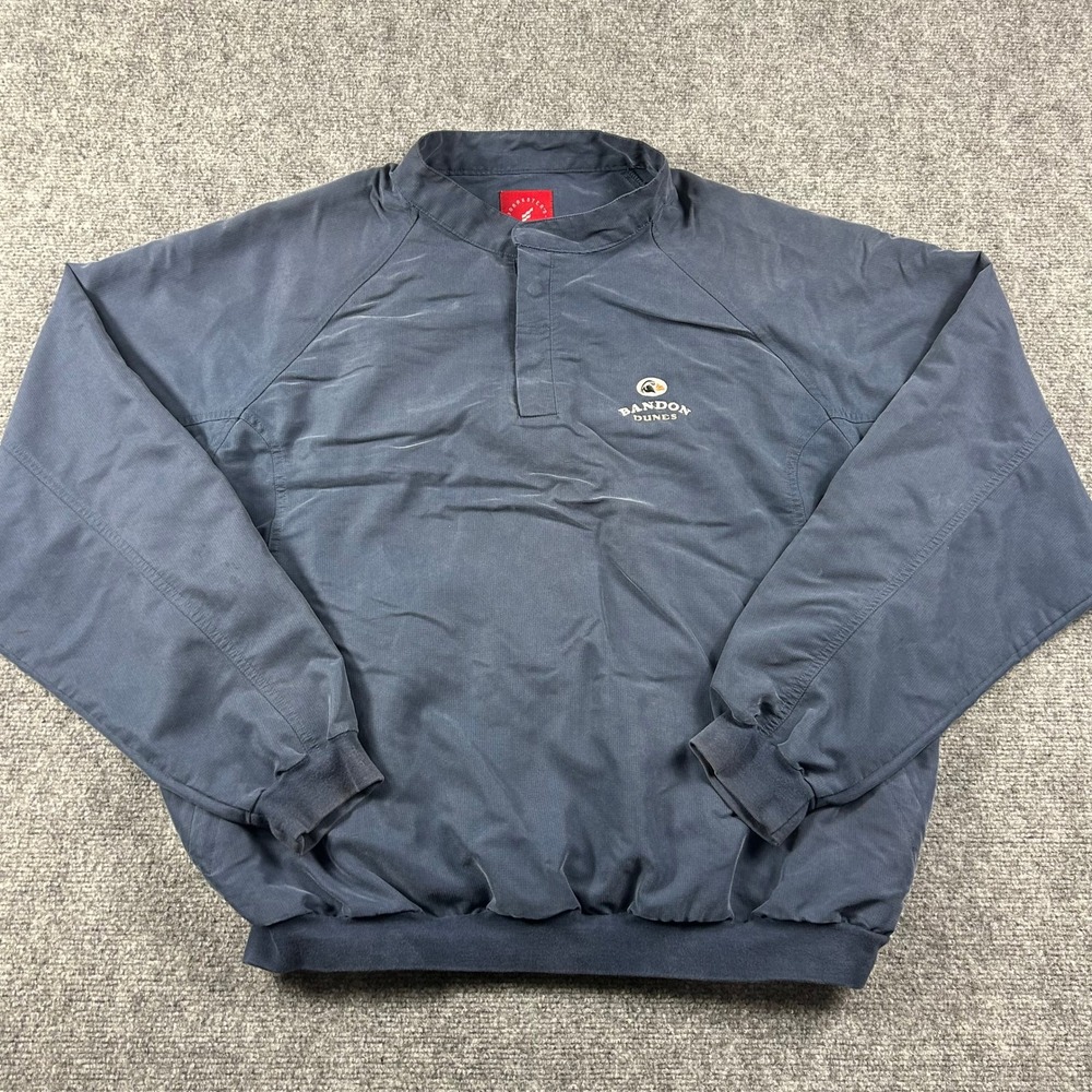 Forrester's Windshirt Mens XL Blue Bandon Dunes Golf Pullover Jacket Raglan Vtg